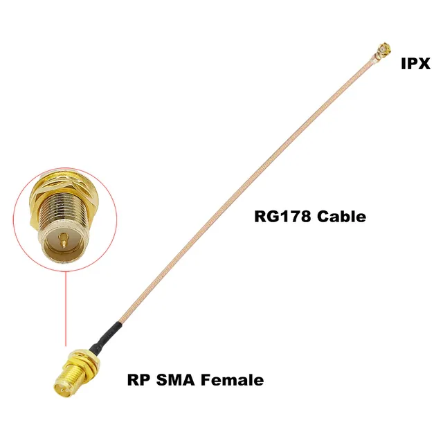 U.FL to RP-SMA Female переход на кабеле RG178 длина 10см