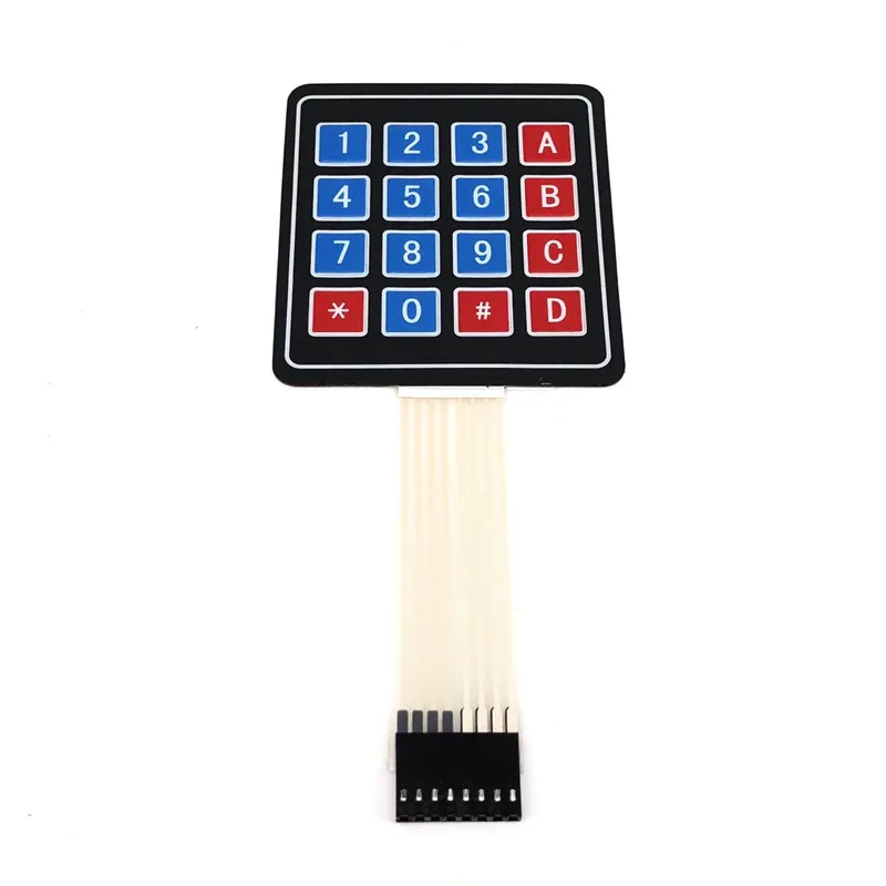Клавиатура матричная мембранная 4х3 кнопок, плоская c клеевым слоем (Keypad 4x3 buttons)