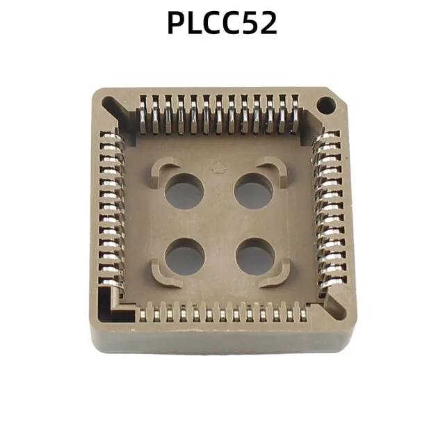 PLCC52 панель для микросхем на плату, выводной THT монтаж (52 Pin, step 1.27mm)