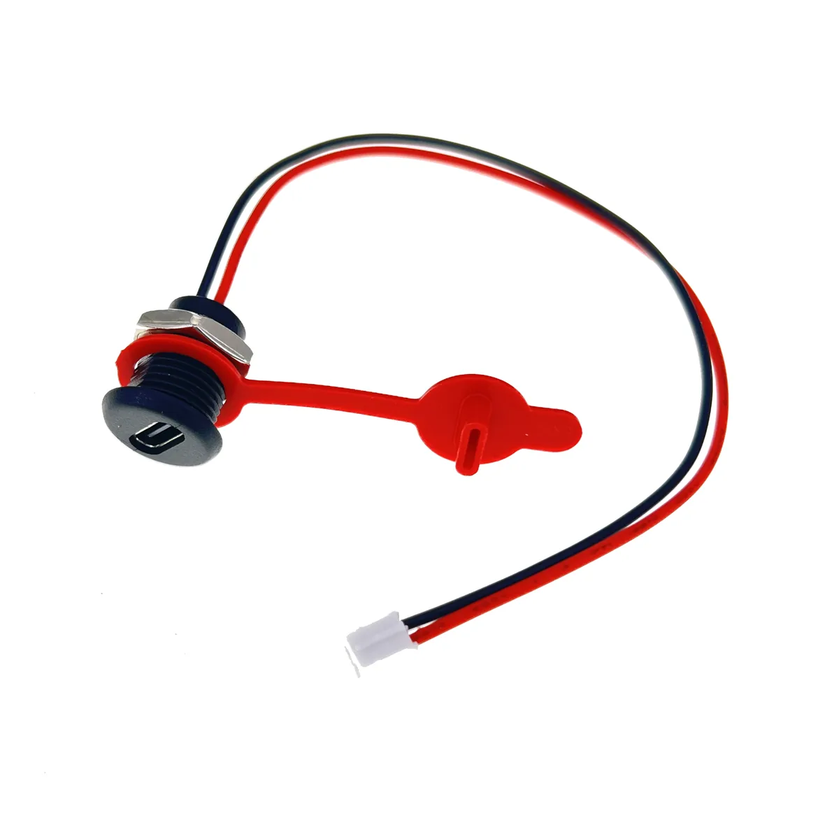 USB Type-C to JST PH2.0 Разъем на корпус, с резьбой M11 (с гайкой и заглушкой)