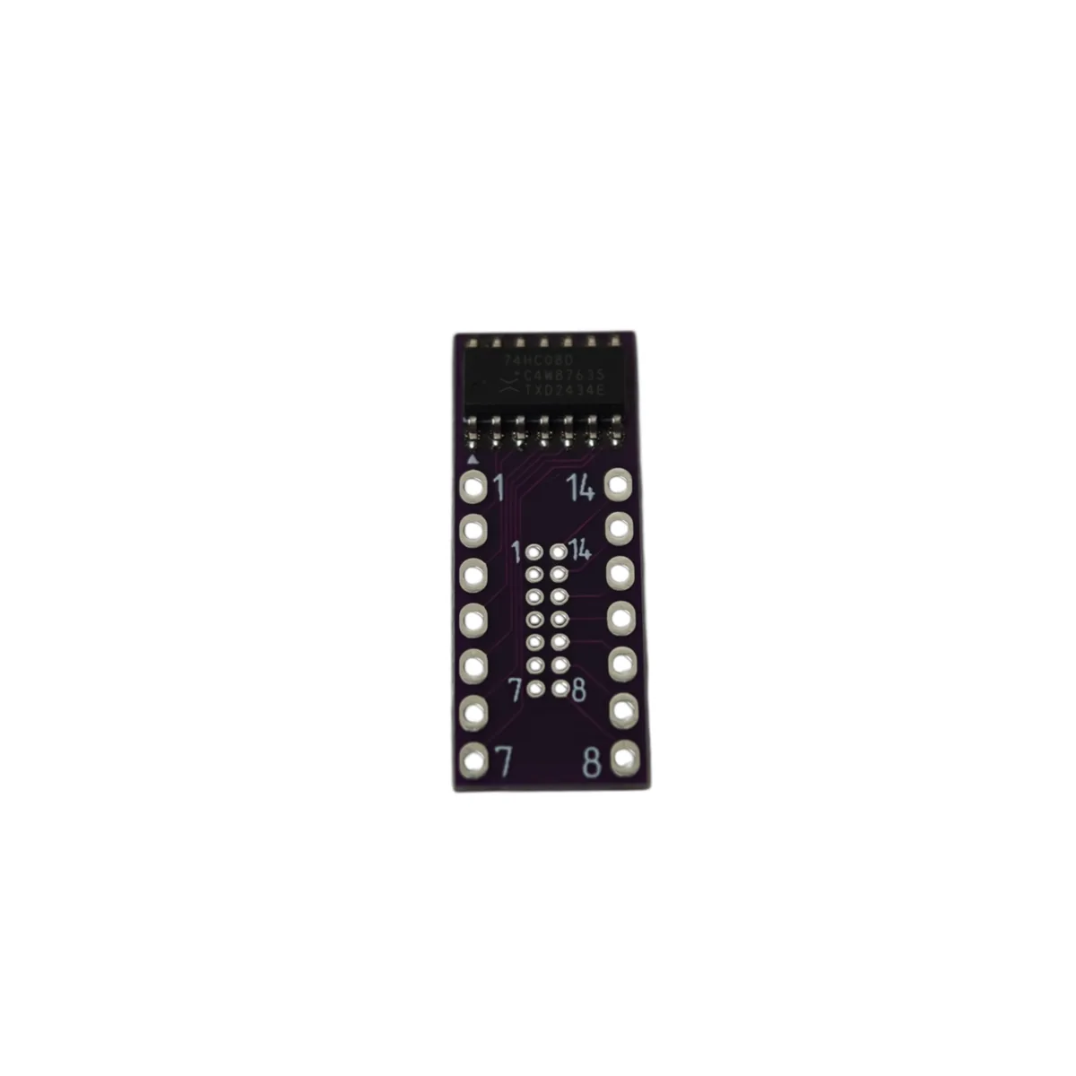 74HC08D SOIC-14 1.27mm на плате переходной to DIP7x2 2.54mm