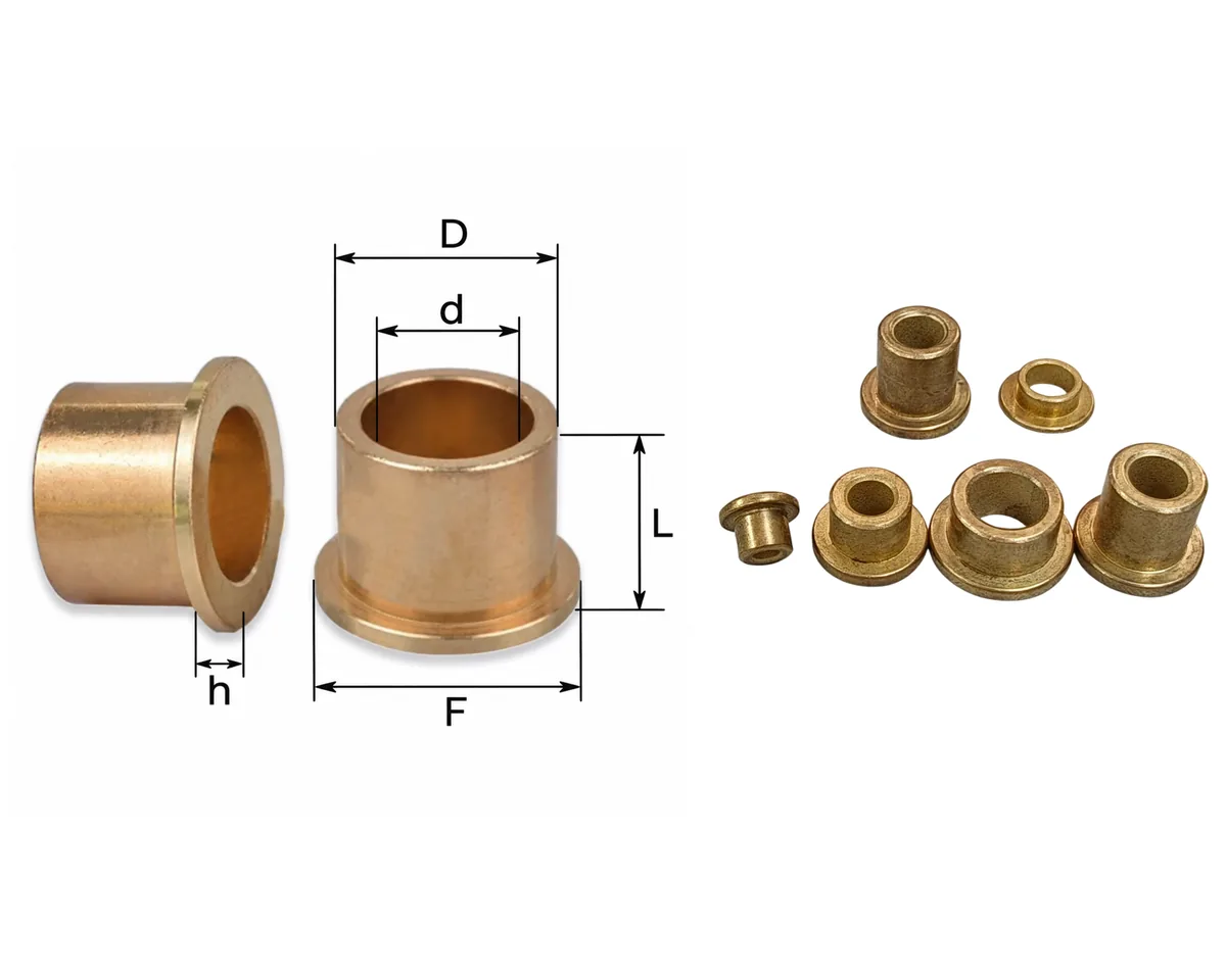 Втулка скольжения бронзовая фланцевая d6-D8-L12-F14-h2